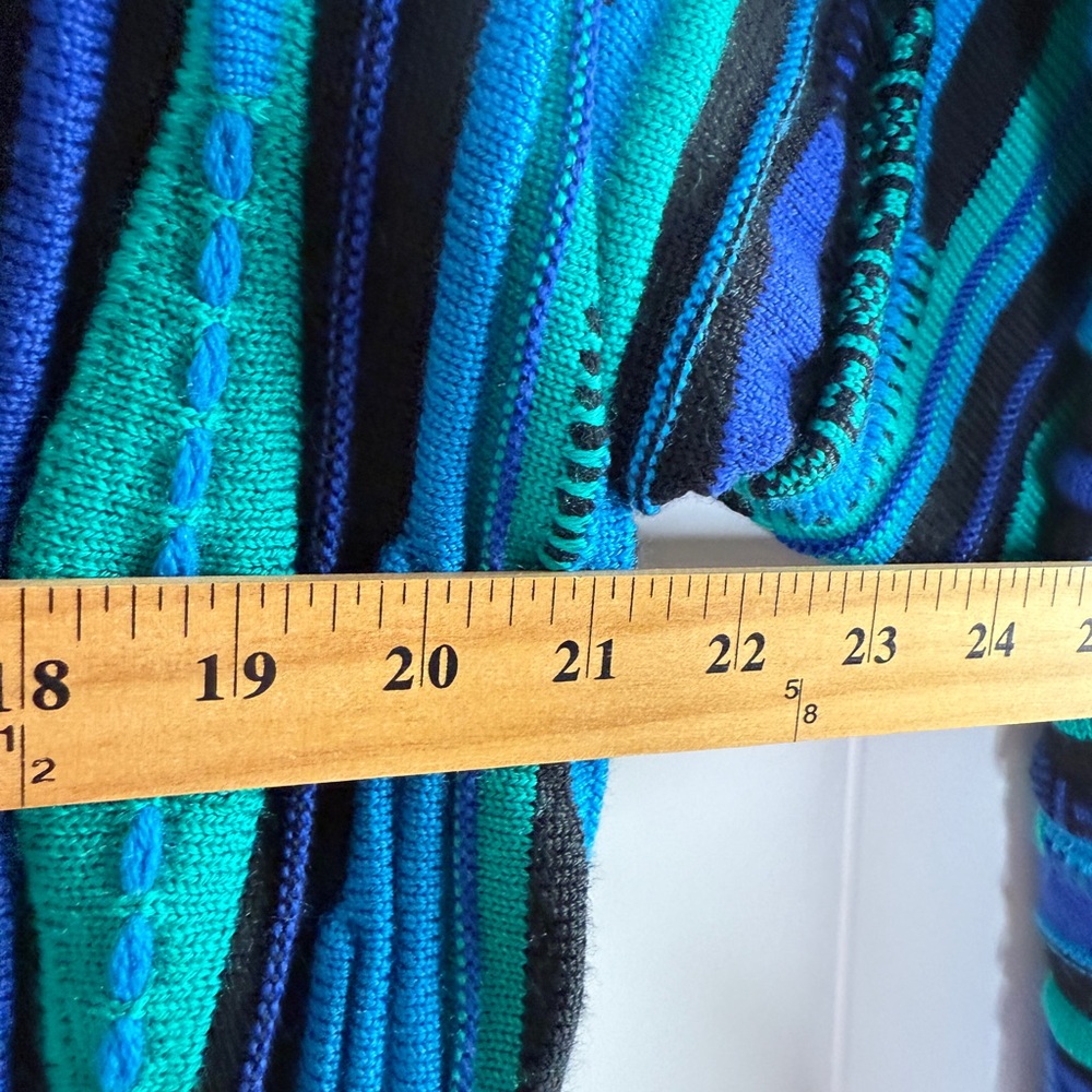 Vintage Striped Button-Front Unisex Sweater Cardigan - Blue/Teal - Picture 9 of 9